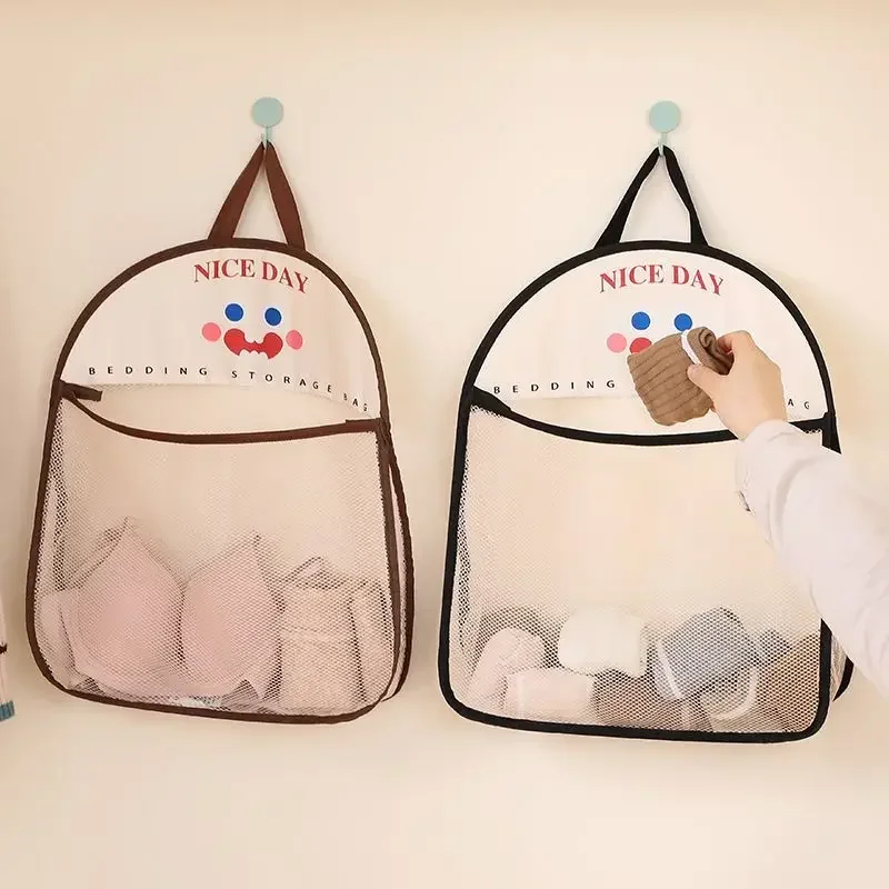 2PCS Multi-Purpose Hanging Storage Mesh Bag Cartoon Toys Storage Holder Reusable Kitchen Mesh Bag Underwear Socks Storage Bag