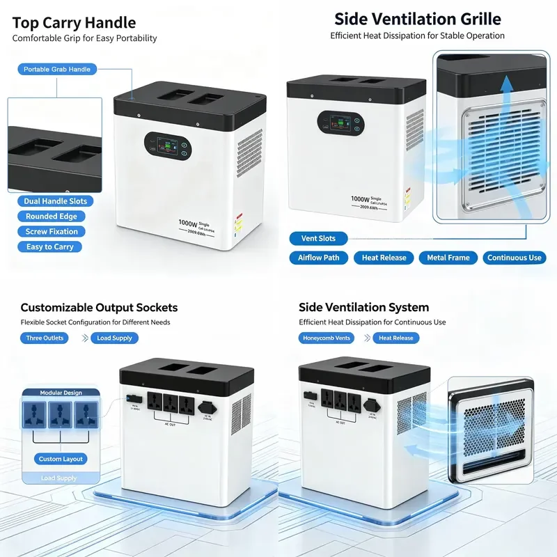 1000W 2009.6Wh All in One Portable Energy Storage Inverter for Daily Household Electricity Backup on Home Balconies