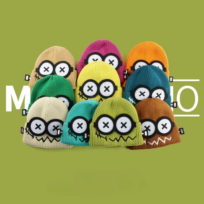 Xiaomi ใหม่น่ารัก Quirky Malfunctioning หุ่นยนต์หมวกขนสัตว์เด็กฤดูใบไม้ร่วงและฤดูหนาว Windproof WARM สีดําถักหมวกบุคลิกภาพ