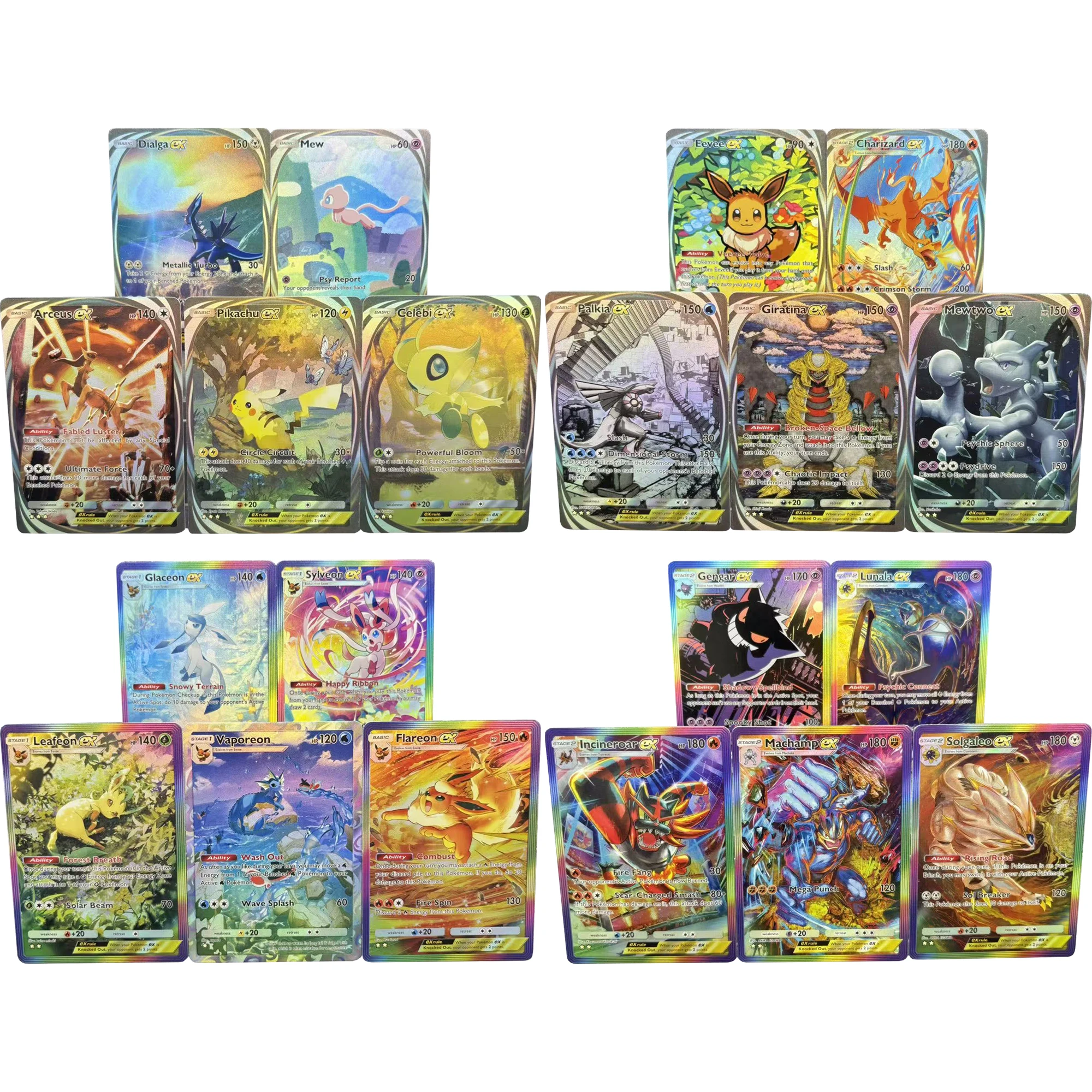 

5 шт./компл., Self Made PTCG Pocket Gold Charizard Mew Mewtwo Eevee, нарисованная вручную английская флэш-карта, коллекционная карта аниме «сделай сам», подарочная игрушка