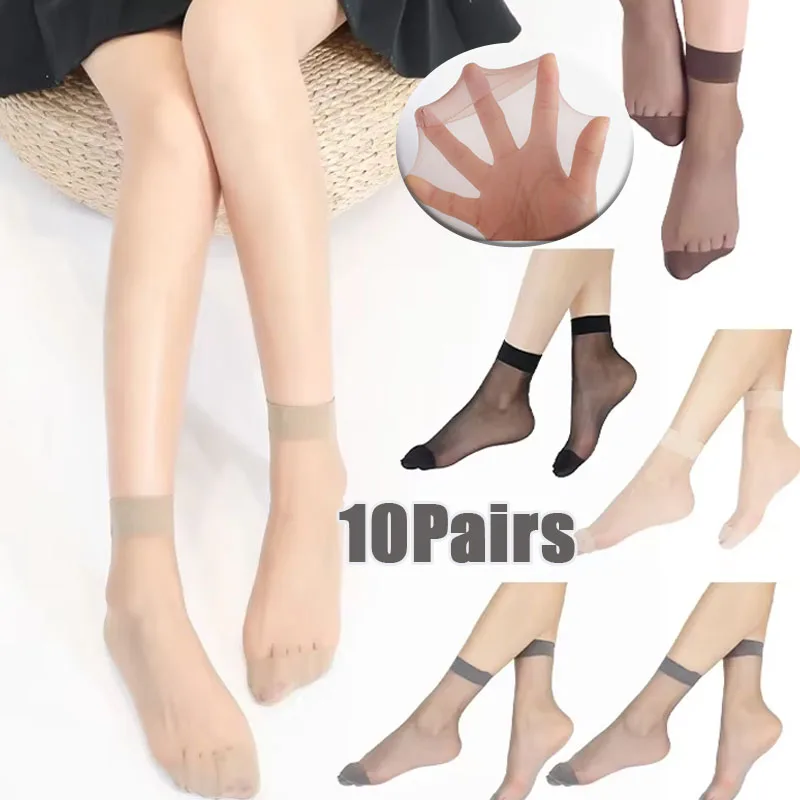 10Pairs Summer Ultra Thin Transparent Disposable Short Socks Invisible Breathable Sheer Socks for Women Travel Business Trip