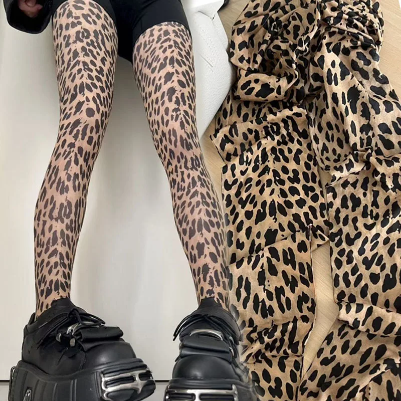 

Винтажные колготки с леопардовым принтом для женщин, сексуальные чулки для дерзких девушек, индивидуальные, высокоэластичные, тонкие, модные, в японском уличном стиле