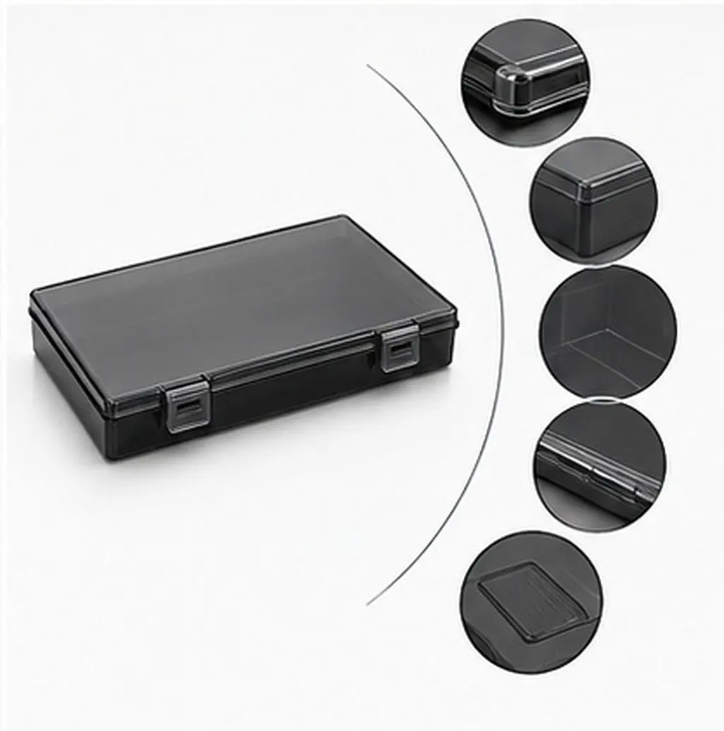 Plastic Hardware Storage Box Double Buckle Covered Organizer Black 6.9x4.1x1 Secure Storage for Crafts Jewelry Game Cards