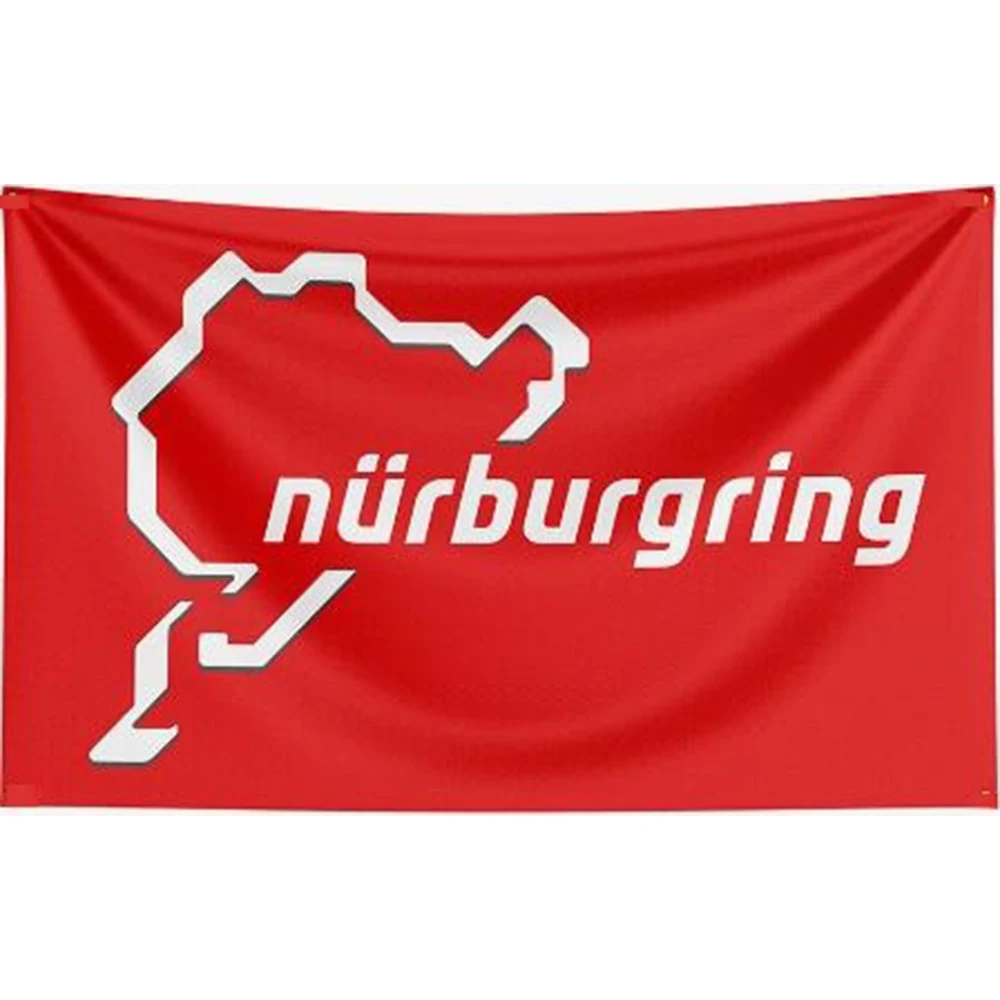 90 x 150cm Nurburgrings Flag Custom Festival Business History CAI RACING BANNER GROMMETS ON LEFT