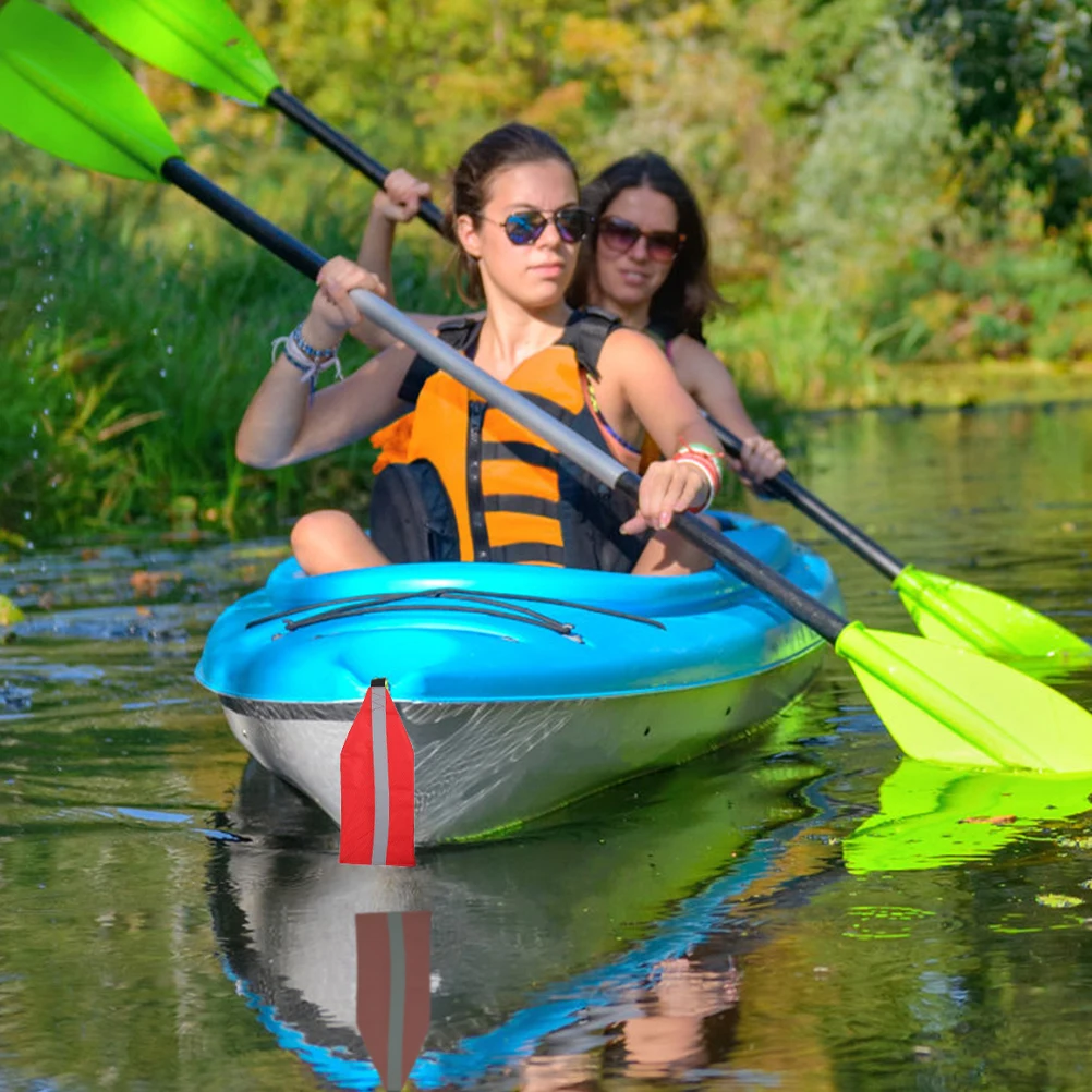 

2Pcs Portable Kayak Warning Flags Bright Red Safety Towing Flags with Reflective Stripe for Canoe Sup Boats Outdoor Adventures