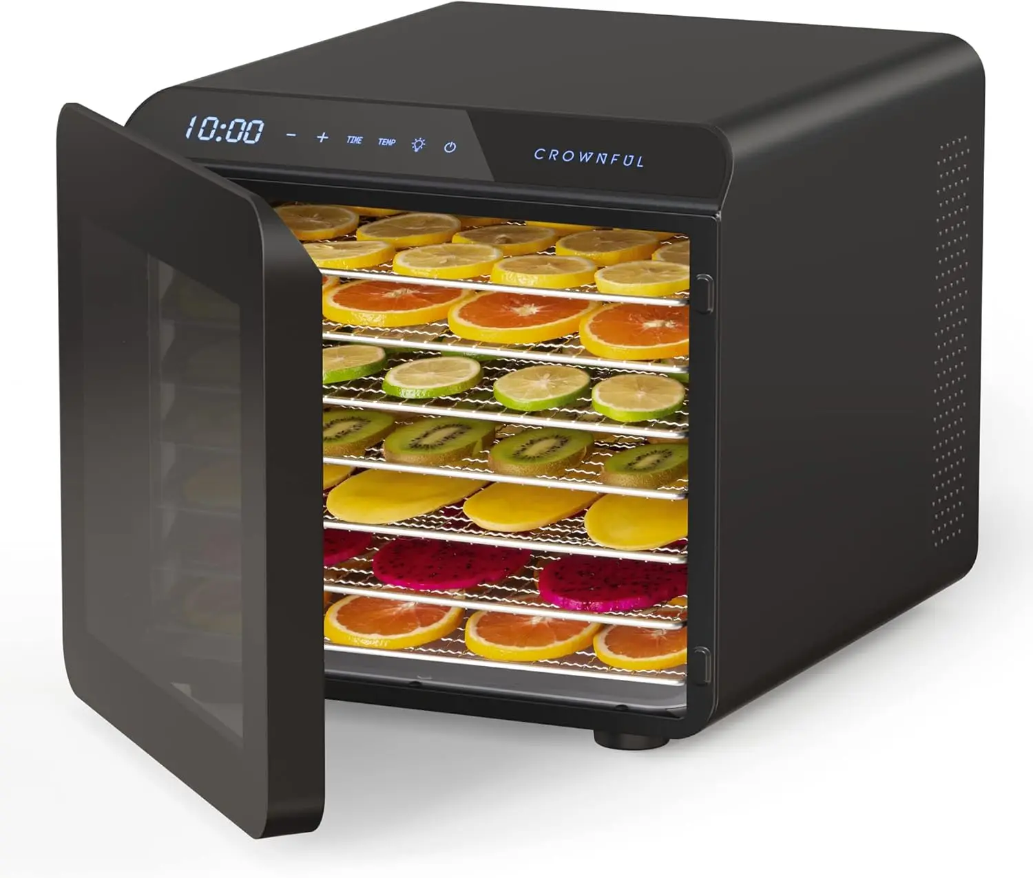 

Dehydrator Machine with 7 Stainless Steel Trays, Large Drying Capacity, Adjustable Timer and Temperature Control for Drying