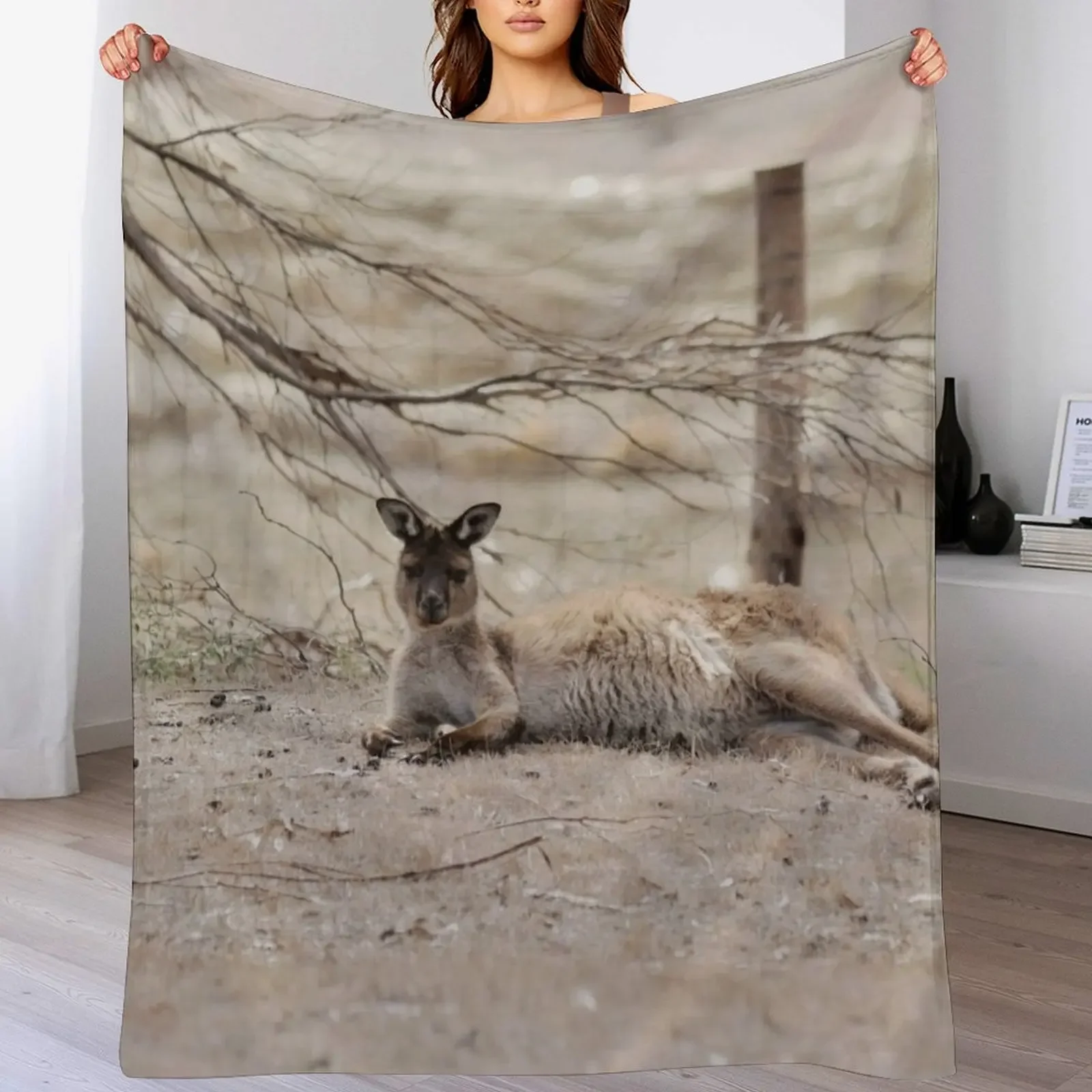 

Wild Kangaroo Throw Blanket Bed Decoratives Beach sofa bed Blankets
