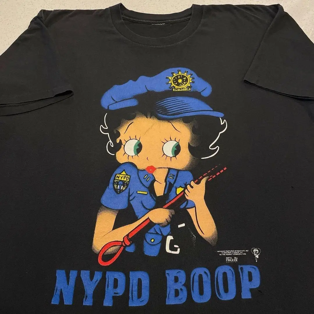 

2025 Vintage Short Sleeve Oldschool Betty Boop Miss Betty Trend Element Print Versatile Skinny T-Shirt Y2k Men Oversized T-shirt