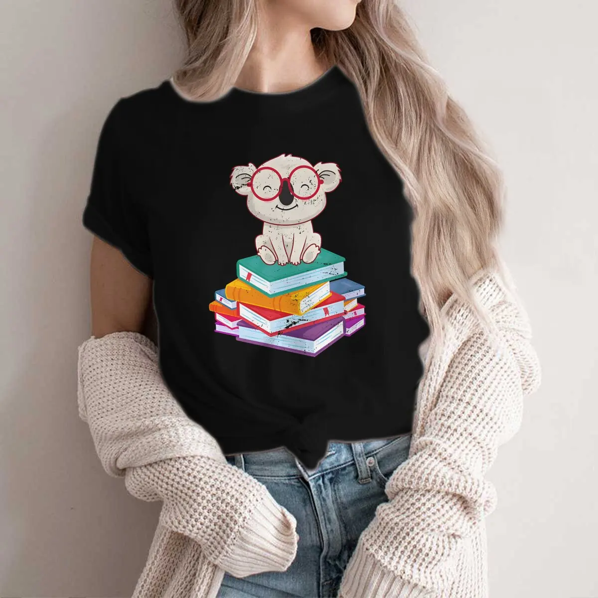 Australian Koala Man TShirt Books Reading Distinctive Polyester T Shirt Harajuku Streetwear Hipster