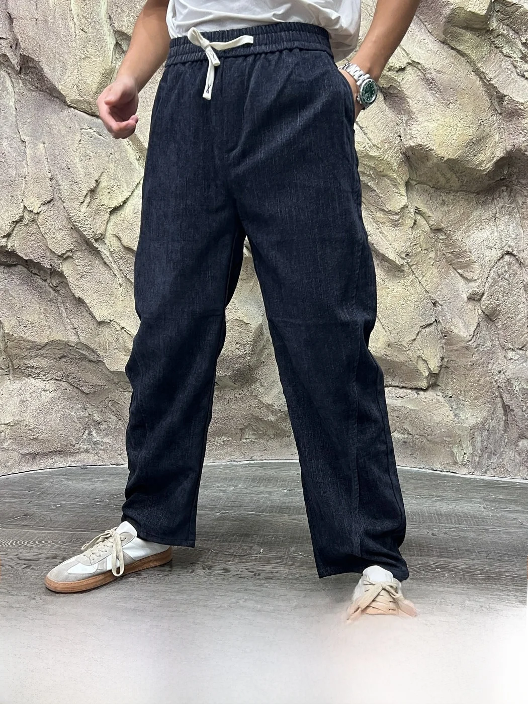 Fashionable Casual Pants for Men Soft And Comfortable Lycra Rayon Blend Elastic Waist Straight Leg Pants Autumn Winter Wear