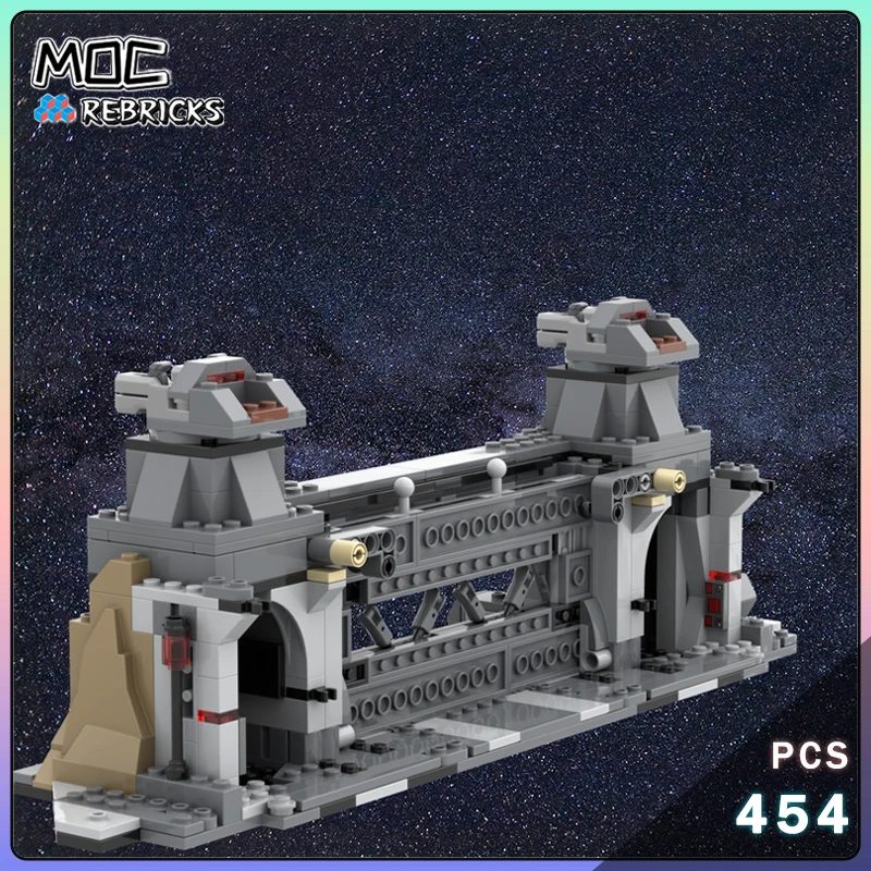 Sci-Fi Movie Base Gate Build Model MOC-187462 Space Combat  Architecture Scene Building Blocks DIY Assembly Small Particle Brick