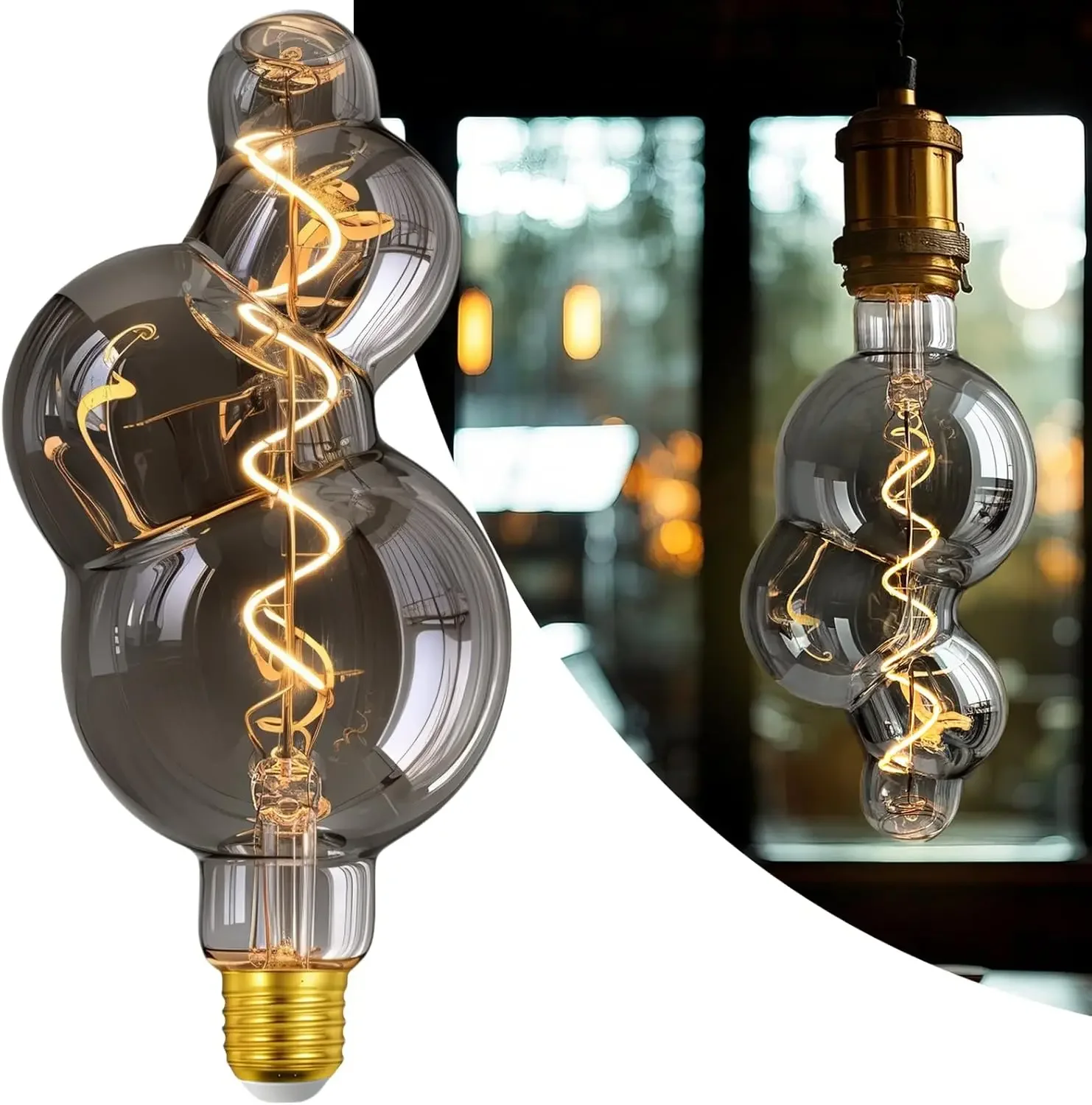 

Vintage 4W LED Edison Bulb, Dimmable E26, Warm 2700K, 40W Equivalent, 1-Pack