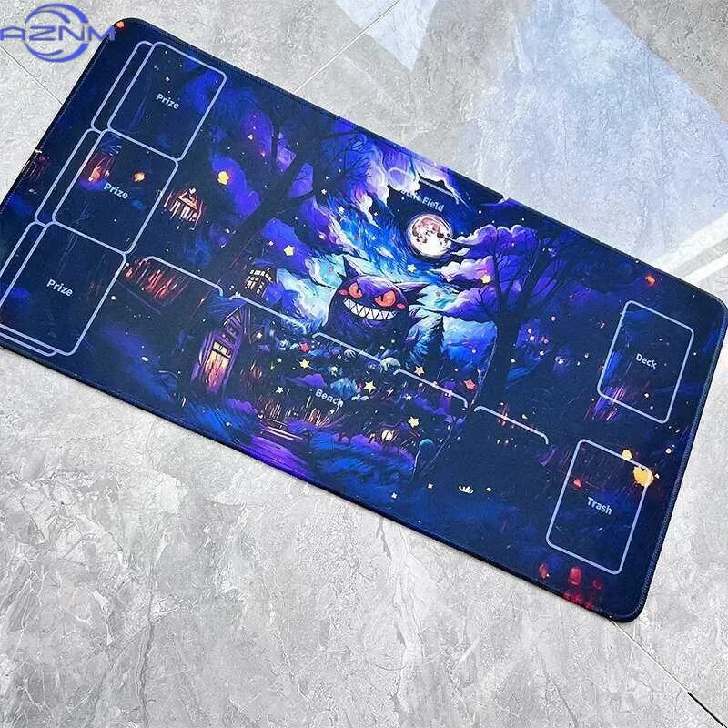 Starry Night Style Pikachu TCG Mouse Pad, Waterproof Non‑Slip Mouse Mat for Card Battle Game Desk