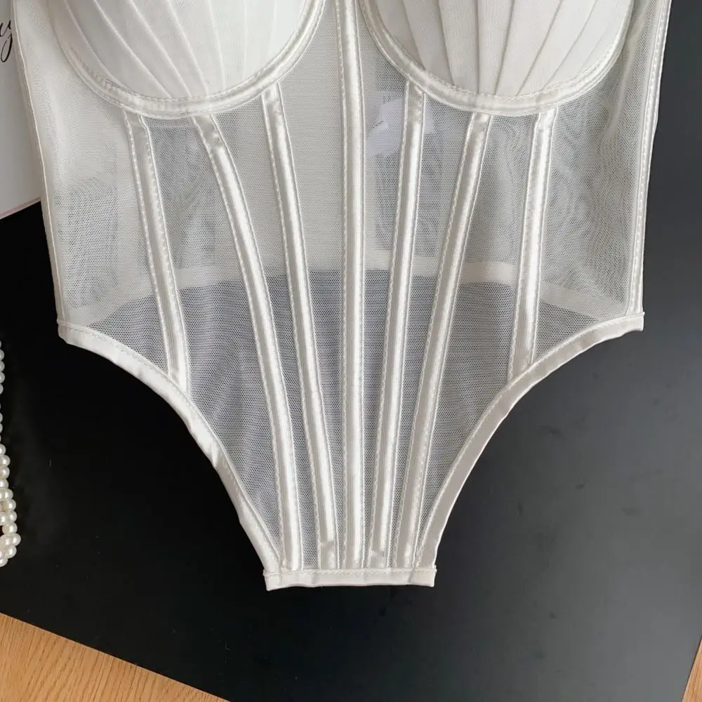 

Spicy Girl Style Transparent Sling Camisole Sleeveless Fishbone Mesh Corset Streetwear Slim fit Suspender Vest Travel