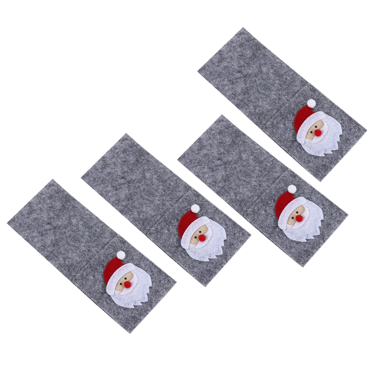 

4Pcs Adorable Christmas Tableware Cloth Holder Festive Party Decoration Cutlery Cover Tableware Storage Bag Christmas Decor