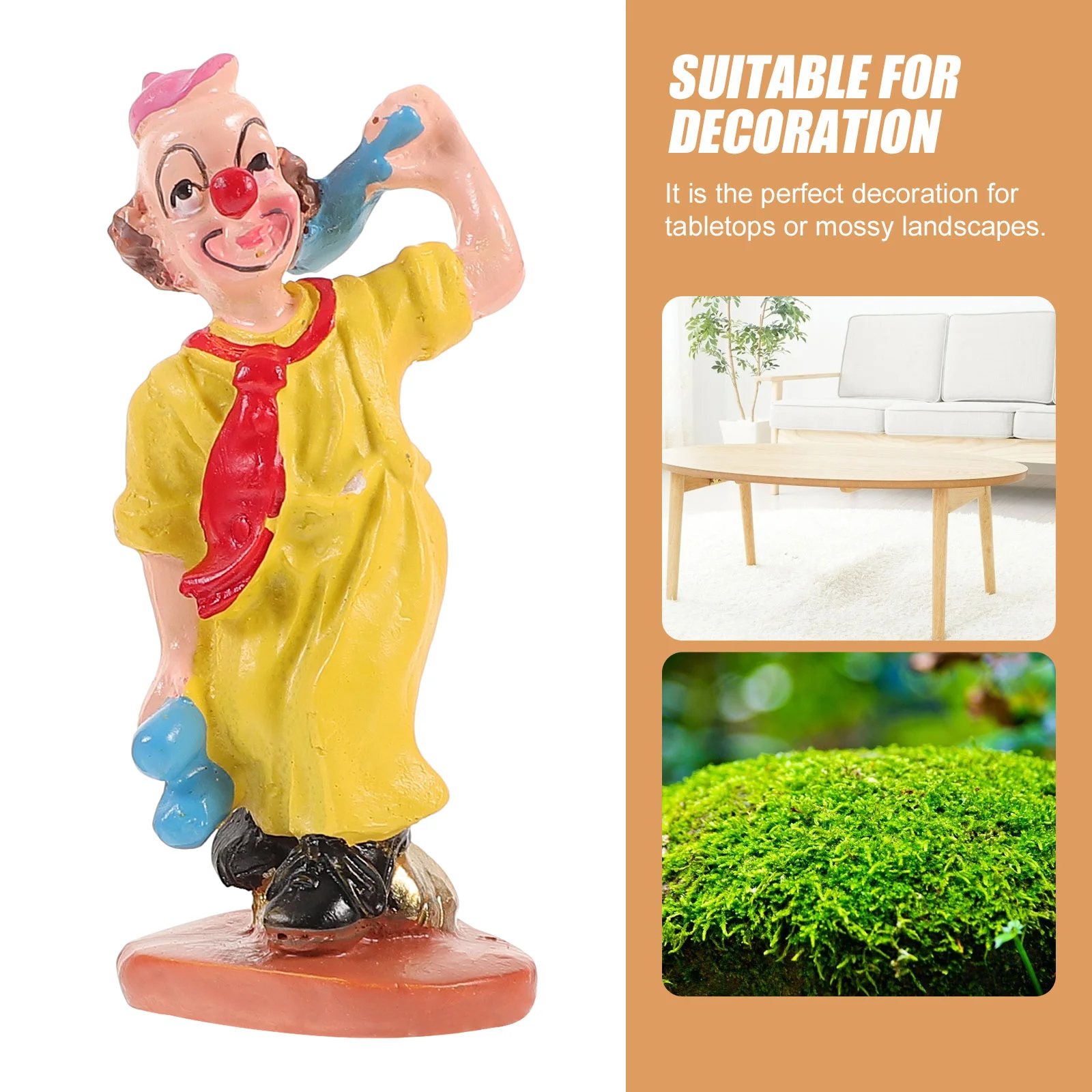 4 Pcs Clown Ornament Model Toys Figurine Moss Miniature Resin Child Creative