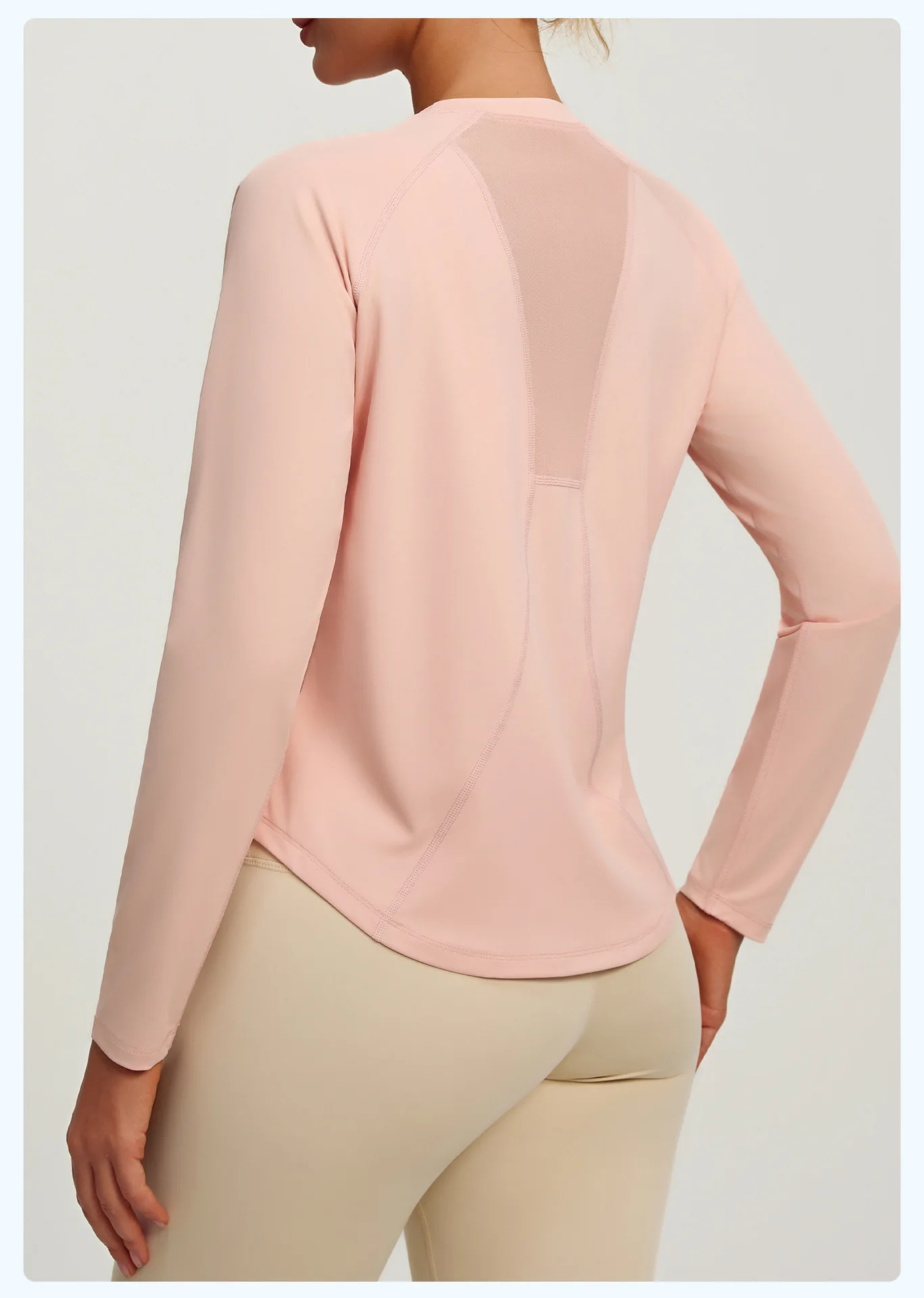 2026 Frühling Sommer Neue Damen Yoga-Top Locker Sitzendes Atmungsaktives Sport-Langarmshirt Einfarbiges Basic-Oberteil Reitbekleidung – Detail 17