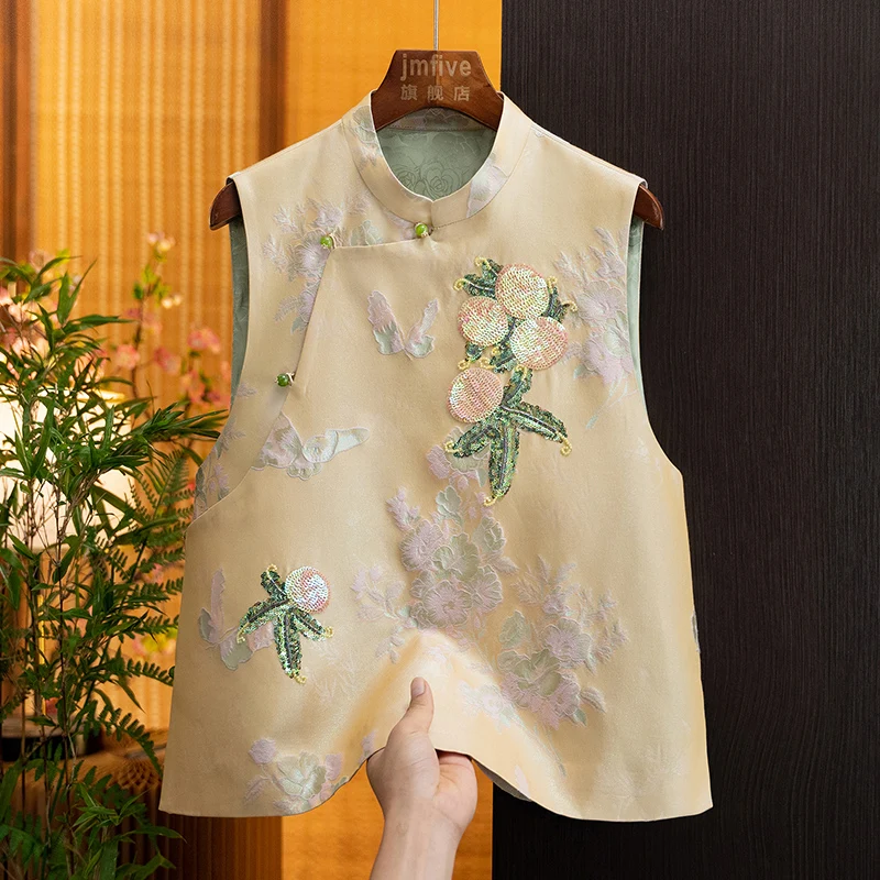 New Chinese-Style Silk and Wool Fashionable and Elegant Versatile Vest for Women, 2026 Autumn New Product, National Style Trendy Vest