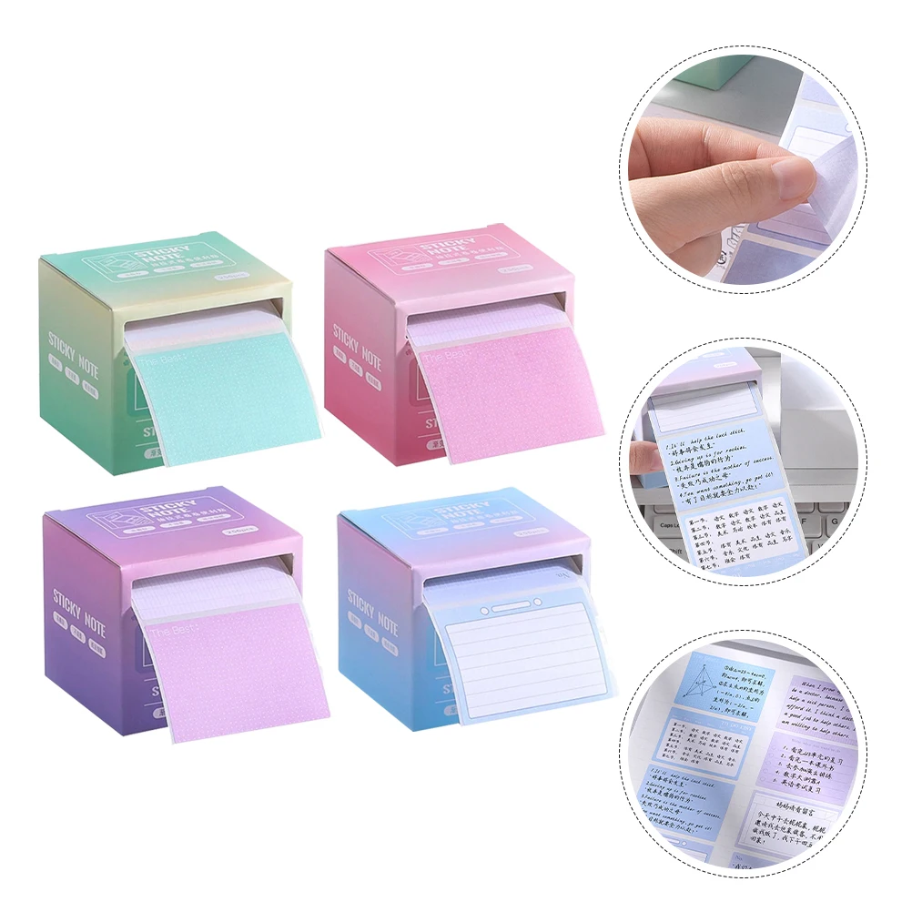

4 Pcs Note Paper Meeting Pads Memo Label Stickers Tearable Multiple Shapes Self-stick Dispenser