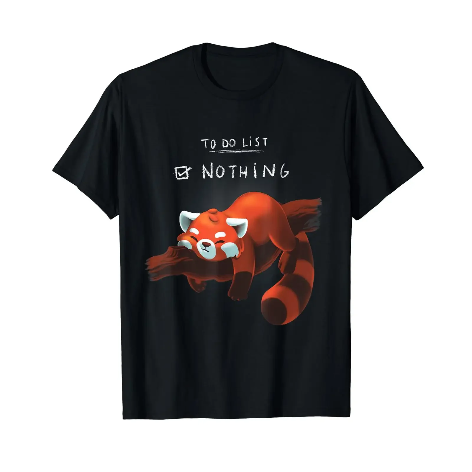 Red Panda Cute Lazy Animal to do List T Shirt vintage Washed fashion Stretched Casual Versatile Stylish graphic