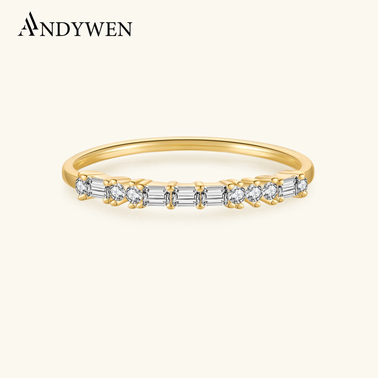 ANDYWEN 925 Sterling Silver 2022 Gold Square Zircon CZ Party Ring Clear Special Women Crystal Wedding Gift Fine Jewelry