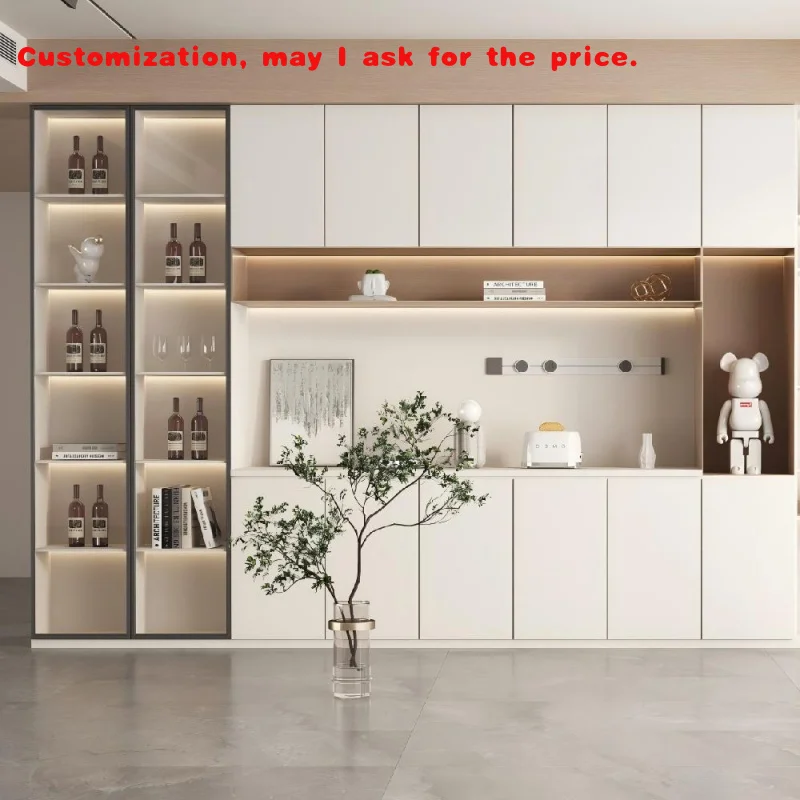 

custom.Custom Modern Solid Mahogany Durable Bar Cabinet Home Wine Display with Storage Dining and Living Ro