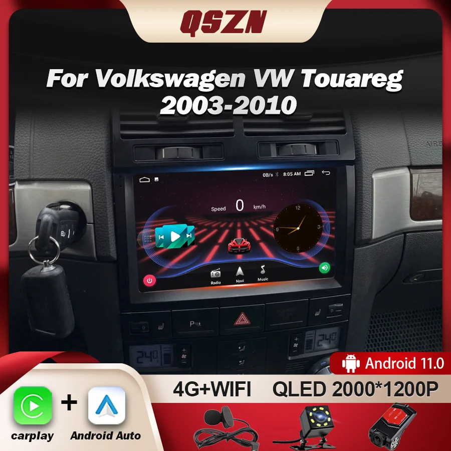 

QSZN For Volkswagen VW Touareg 2003-2010 Car Radio Video Stereo Multimedia Bluetooth Navigation GPS 4G Wifi Android 13 Carplay