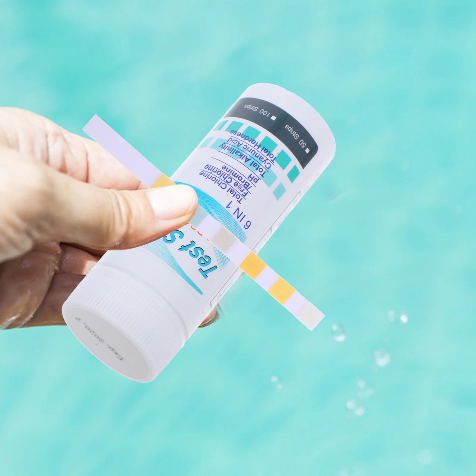 50 peças tiras de teste de dureza de ácido cianúrico de alcalinidade de cloro total de ph 6 papel de teste de qualidade da água para piscina