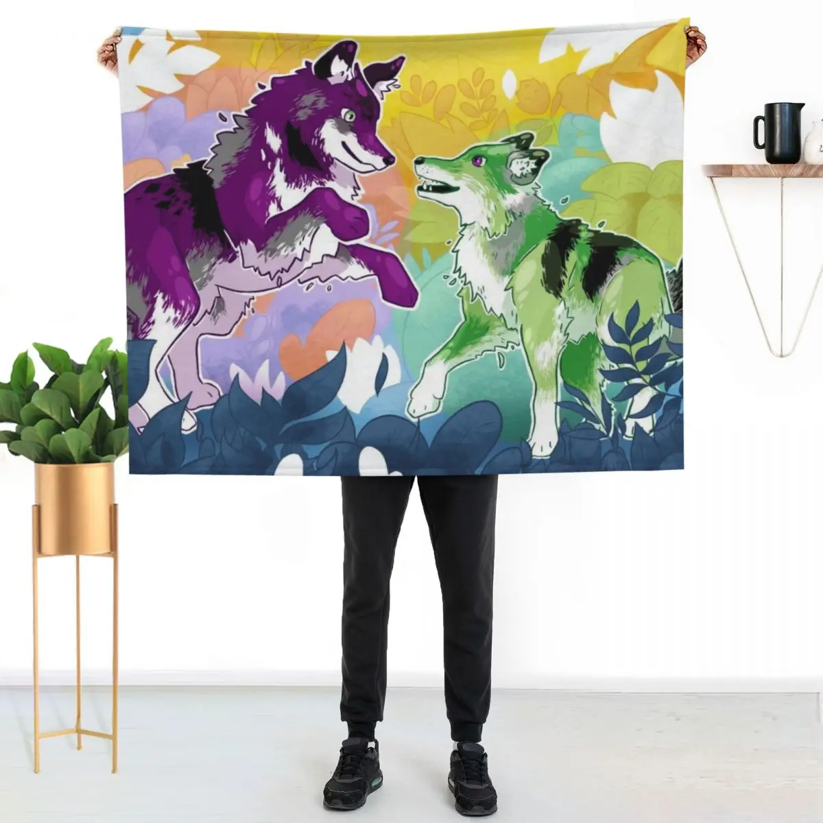 Aro/Ace Wolf Dance Throw Blanket Nap Soft Big Thin Plush Bed Sofas Blankets