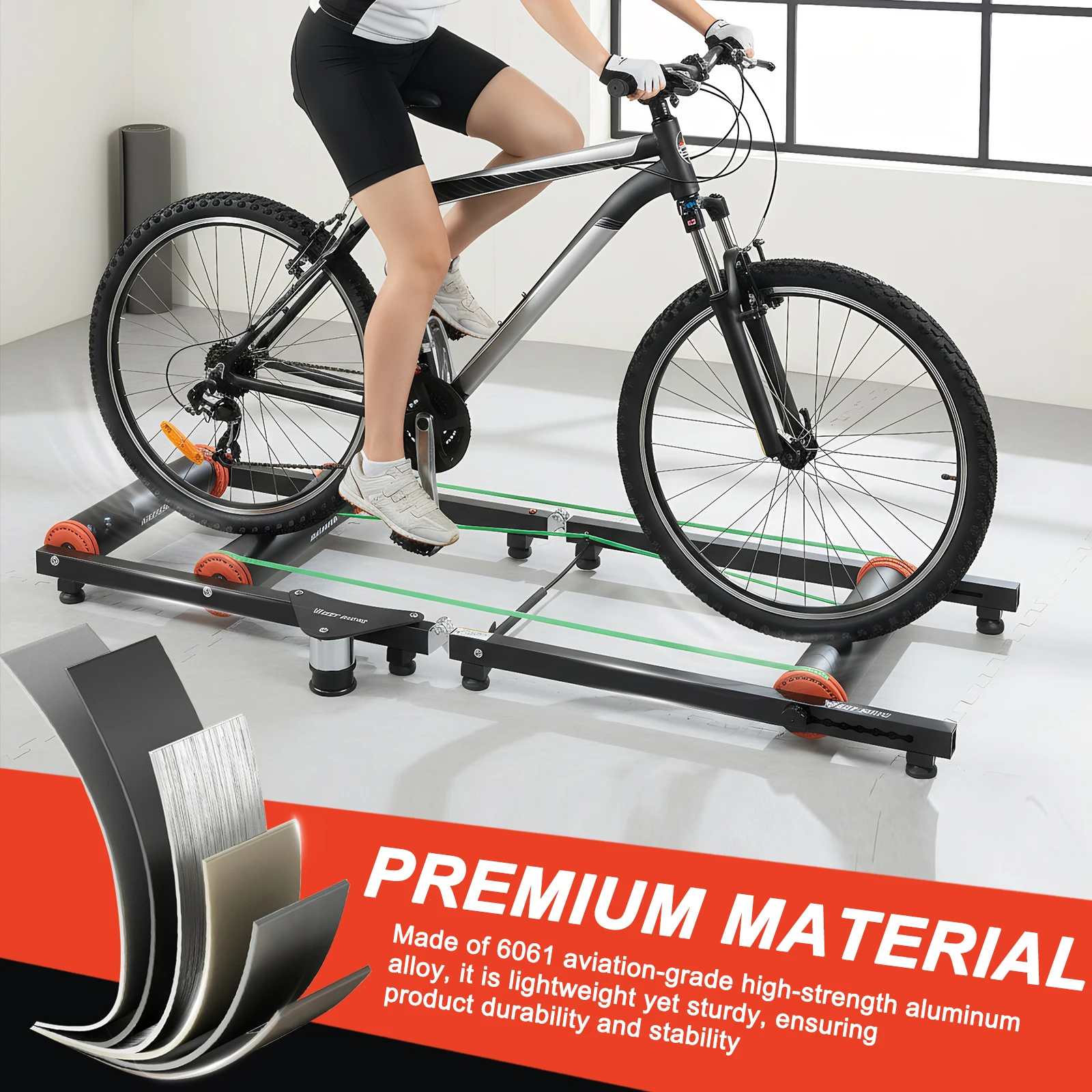 

Foldable Bike Trainer Indoor Bike Balance Roller Trainer Silent Adjustable Aluminum Alloy for 16-27.5in MTB and 700C Road