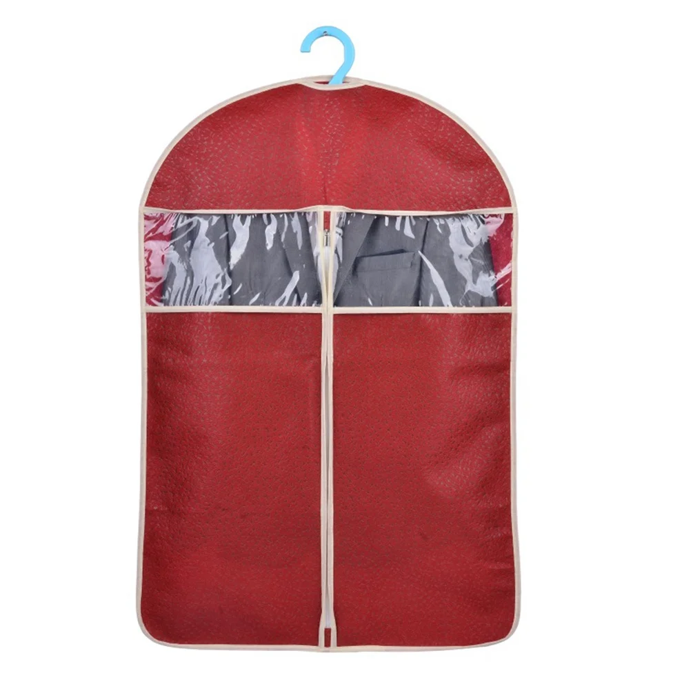 

Dust Cover For Clothes Suit Storage Bag Self-Correcting Zipper Water-Resistant Garment Organizer Transparent Window S Dark