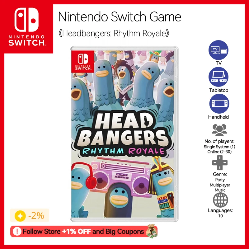 Nintendo Switch Headbangers: Rhythm Royale Game Deals for Nintendo Switch OLED Nintendo Switch Lite Switch Game Card Physical