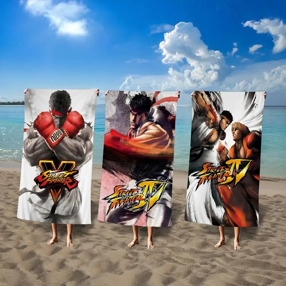 Game S-Street Fighter Bath Towel Microfiber Soft Water Absorbing Breathable For Girl Kids Decorative Cartoon Beach Towel
