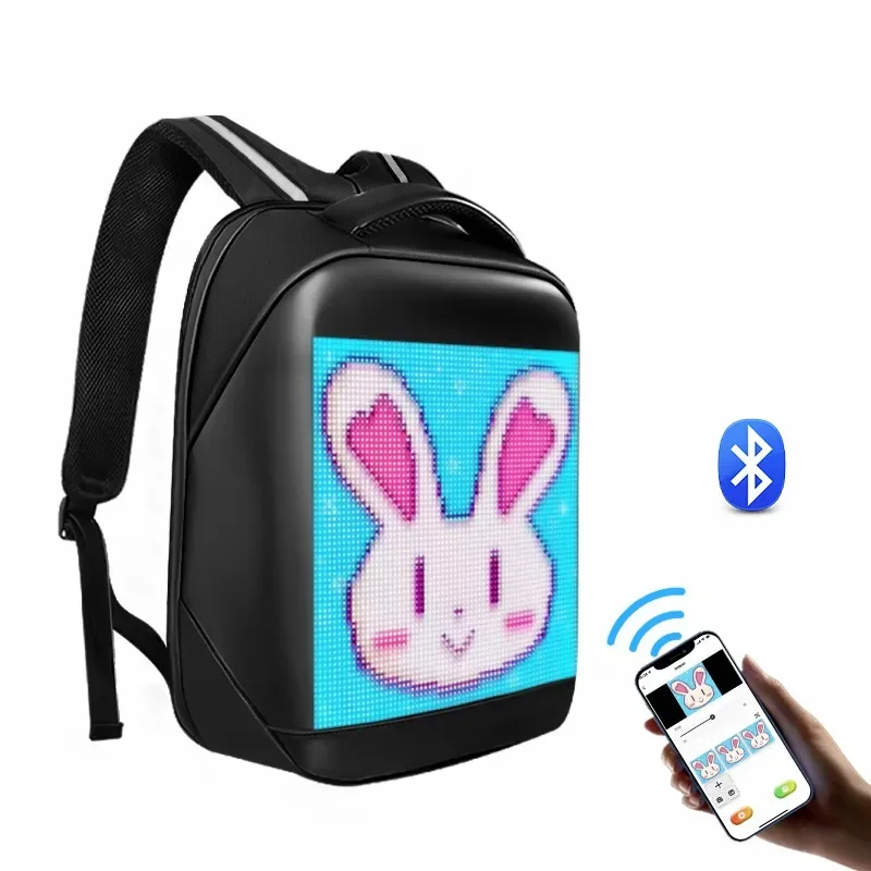 LED Display Laptop Backpack with App Control Fashion Cool DIY Pixel Art Animation Fashion Programming Backpack Men Unique Gift