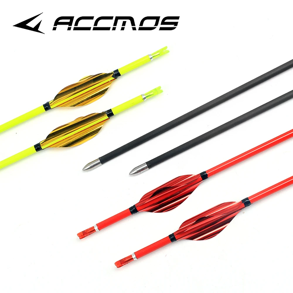 6pc ID4.2mm 31 32inch Archery Pure Carbon Arrow Spine400 500 600 700 800 900 1000 for Compound/Recurve/Traditional Bow Shooting