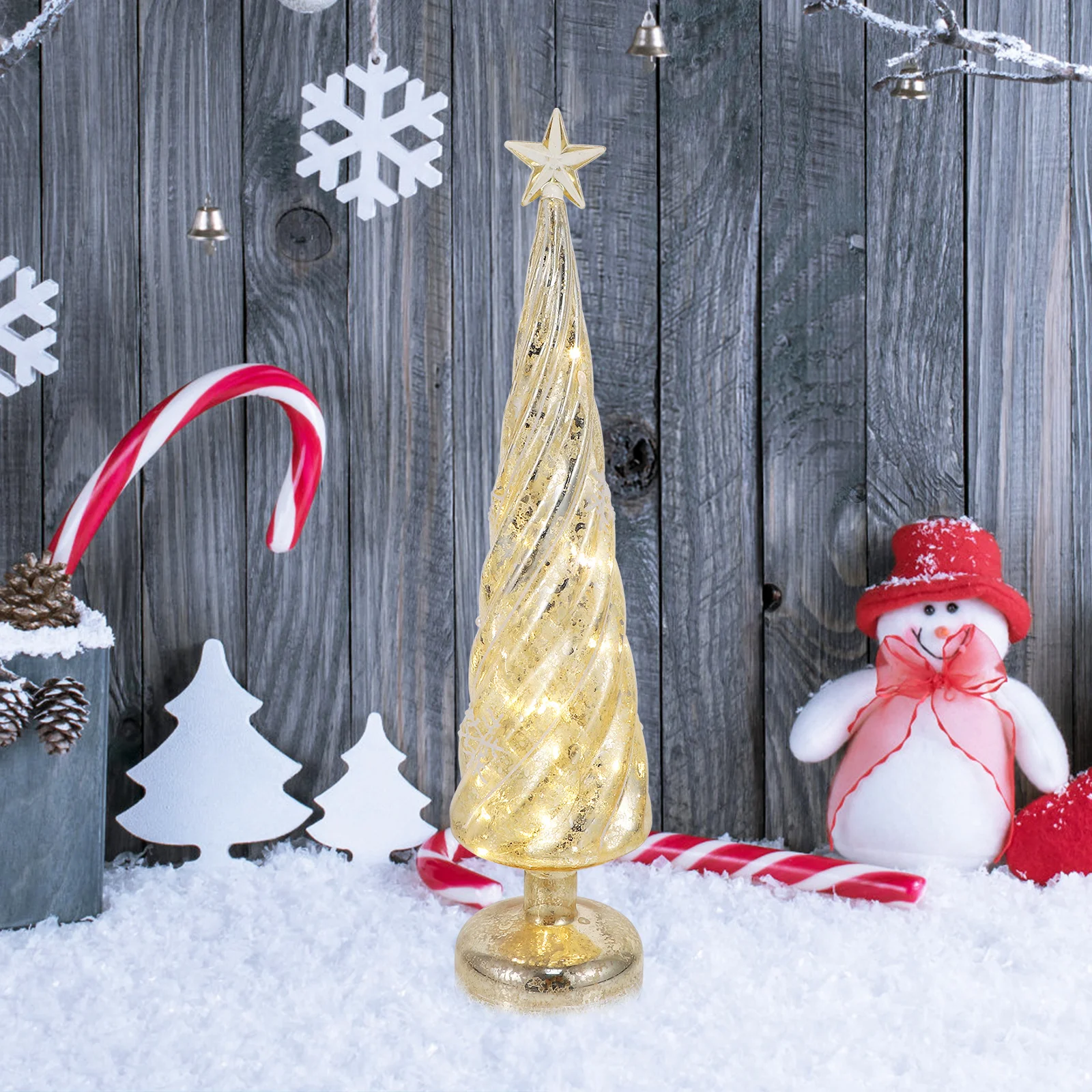 

1Pcs Festive Christmas Glass Tree Lamp Glowing Night Light Decor Xmas Desktop Ornament Holiday Party Atmosphere Decor