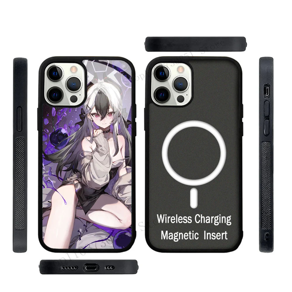 Game Anime Blue Archive Onikata Kayoko Phone Case Strong Magnetic For IPhone 15 14 13 Pro Max 11 12 Mini Alex Mirror For Magsafe