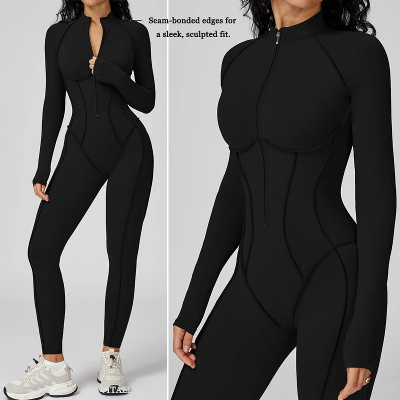 VITALINOVO Women's Long Sleeve Athletic Romper for Hiking and Running