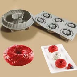 1 or 6 Cells Spiral Pattern Donut Design French Mousse Dessert Silicone Cake Molds Party Pastry Mould Kitchen Cake Baking Tools