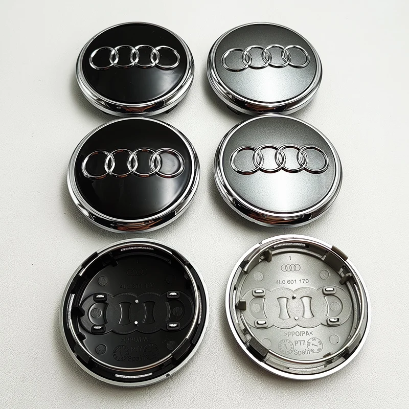 4pcs 77mm Black Grey Car Wheel Center Caps Rim Cover Hub Caps For Audi Emblem 4L0601170 A3 A5 A4 A6 A7 Q3 Q5 Q7 Auto Accessories