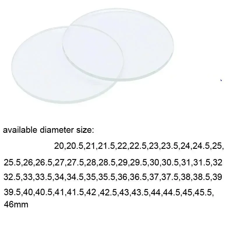 1/2/3/5PCS Thickness 1.0mm Round Watch Glass 15mm To 45mm Smartwatch Replacement Crystal Lens Flat Mirror Glass Watch Accessorie