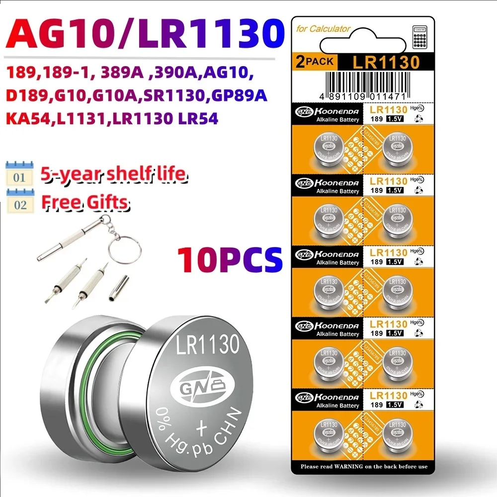 10PCS AG13 LR44 1.5V Button Batteries LR41 LR1130 LR626 SR621SW SR626SW SR920SW SR721SW Alkaline battery Cell Coin for Watch Toy