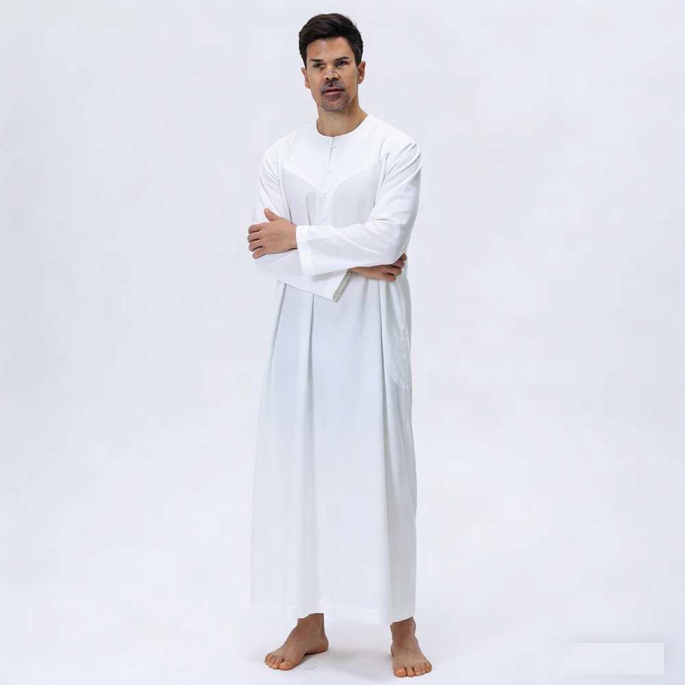 

2026 Men's Loose Muslim Robe Saudi Jubba Thobe Dubai Abaya Dishdasha Arab Middle East Men Caftan Thawb Islamic Clothing Casual