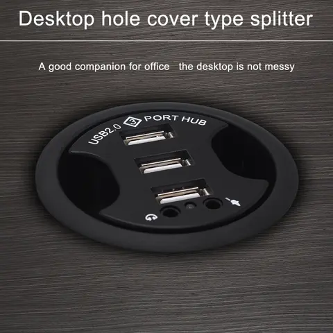 USB 2.0 Hub Desktop Grommet USB 2.0 Hub Pc Accessories Audio Desk Mount Adapter 3 Port Mount In Desk Multi USB 2.0 Ports