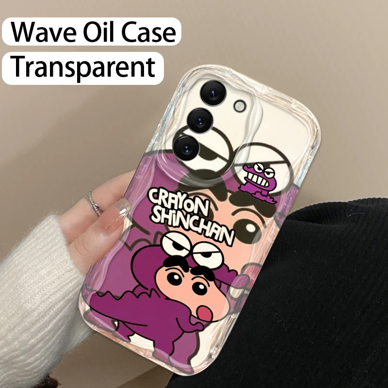 Cartoon C-Crayones S-Shins-chanes For Samsung S24 S23 S21 S20 Ultra Plus FE A73 A72 A71 A51 A31 A05S A05 A04 5G Wave Oil Cover