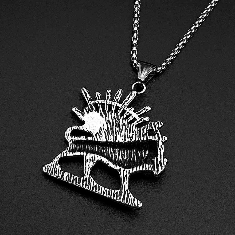 Iran Islamic Lion of Persia Shamshir Pendant Necklace Stainless Steel Silver Color Arabic Iranian Shir o Khorshid Chain Jewelry