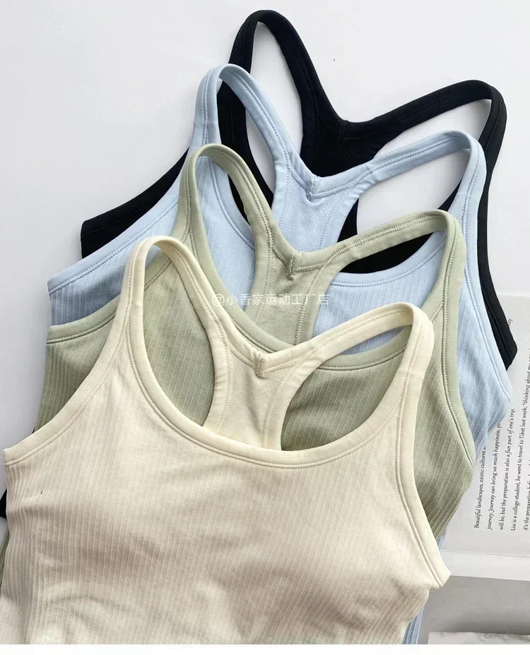 Women Yoga Vest Sports Jacket Shape Tank Top Running Gym Fitness Sleeveless Spring and Summer Bra with Chest Pad Underwear