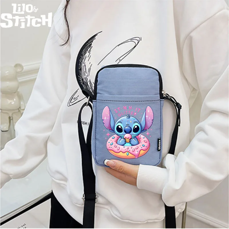 Disney Lilo & Stitch Women\'s Handbag Sweet Crossbody Mini Bags for Women Coin Purse Vertical Hand Canvas Bag Mobile Phone Bags