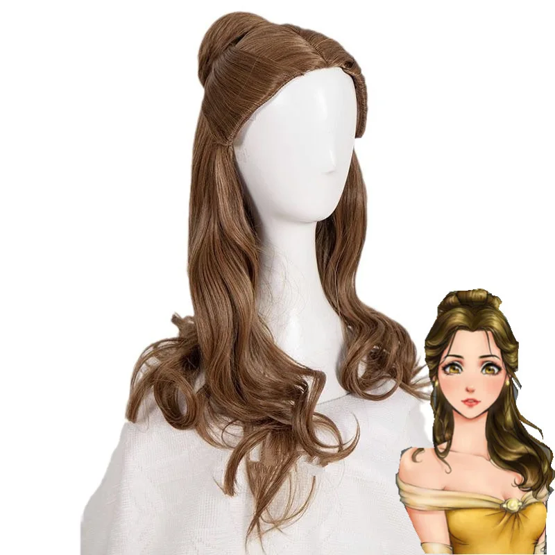 Beauty And The Beast Belle Princess Cosplay Wig Long Brown Curly Hair Simulation Cosplay Wig
