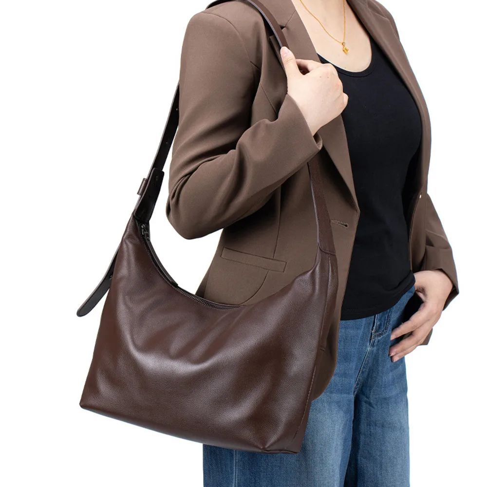 Fashion Lady Shoulder Bag Woman Handbag Cowhide Hobo Bag Genuine Leather Underarm Tote Bag For Women Crossbody Dumpling Bag
